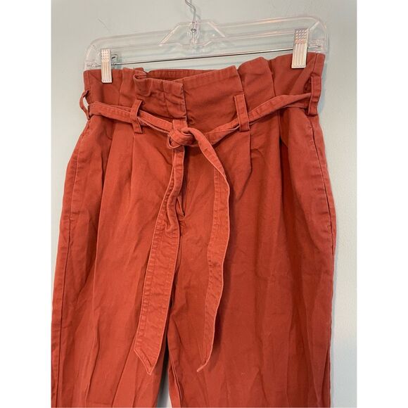 Prologue Cinch Waist Trousers Rust Brown Jacquard Knit Pleated Ankle Pant 2 - Picture 5 of 8
